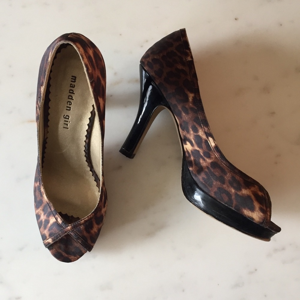 Madden Girl Leopard Print Peep Toe Heels